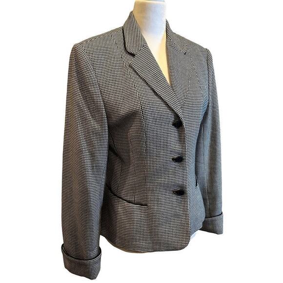 Valerie Stevens Size 4 Wool Herringbone Long Sleeve Single Breasted Blazer Gray - Picture 1 of 7